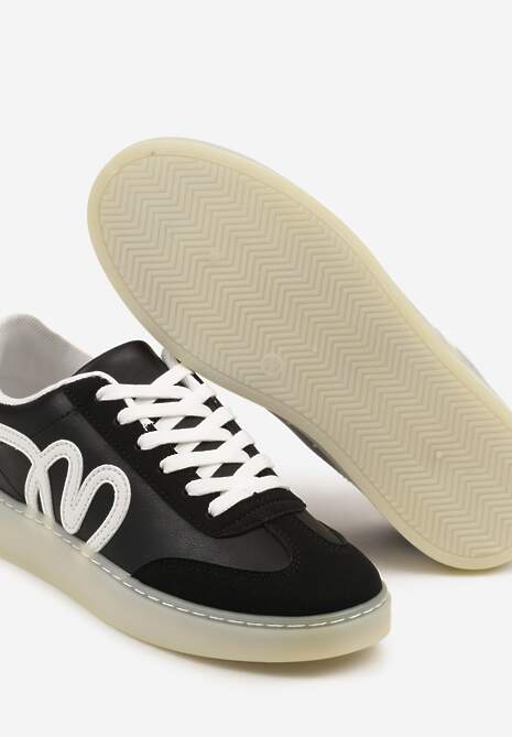 Czarne Sneakersy Kultowe Tenisówki Zdobione Abstrakcyjną Aplikacją Fendiva