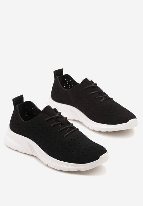 Czarne Sneakersy Ozdobione Ażurowym Wzorem Sareldi