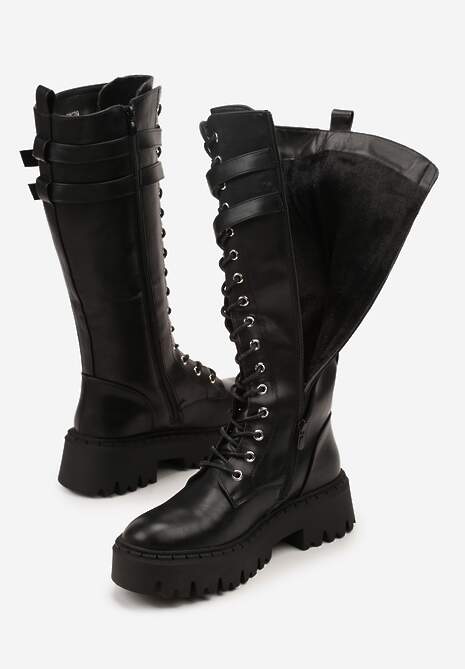 Czarne Kozaki Typu Workery Vices w Stylu Grunge ze Sprzączkami Eosette