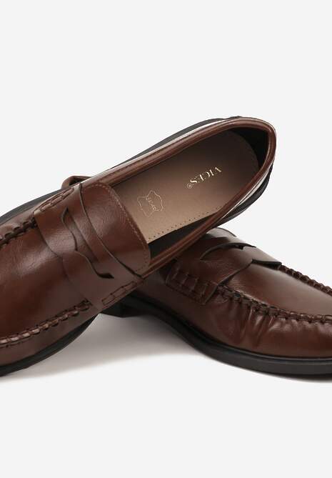 Jasnobrązowe Mokasyny Vices z Marszczeniem i Wkładką ze Skóry Naturalnej Mestia