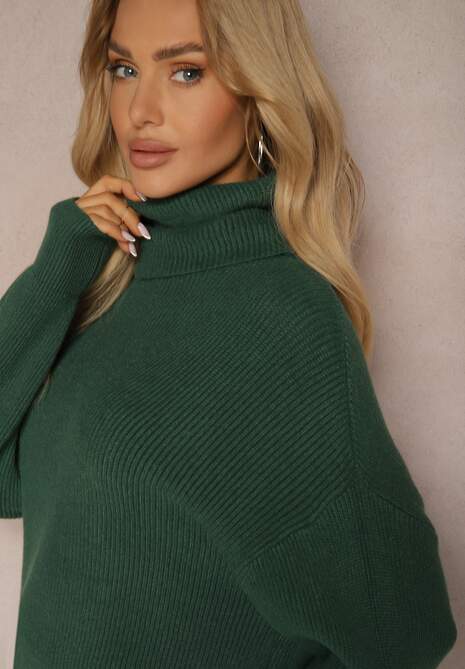 Ciemnozielony Golf z Domieszką Wiskozy i Kaszmiru Azivara