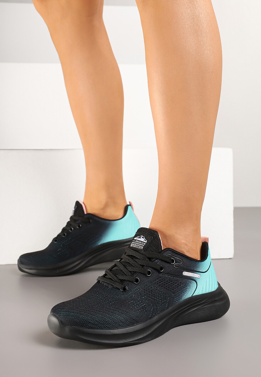 Czarno-Miętowe Buty Sportowe z Efektem Ombre na Podeszwie z Pianki Elanielia