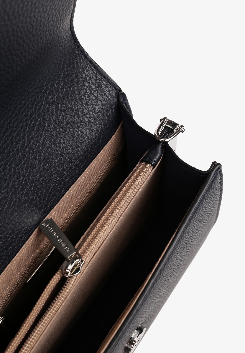 Granatowa Torebka Dwukomorowa Ozdobiona Suwakiem Davisiae