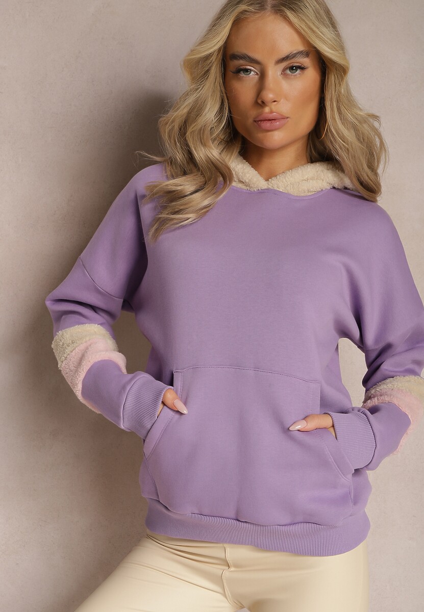 Zielona Bawełniana Bluza z Kapturem i Wstawkami z Polaru Qilin