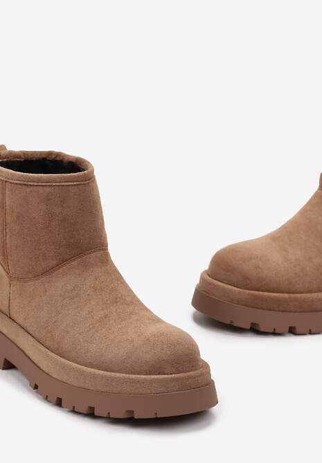 Brązowe Botki Śniegowce na Platformie Nigval