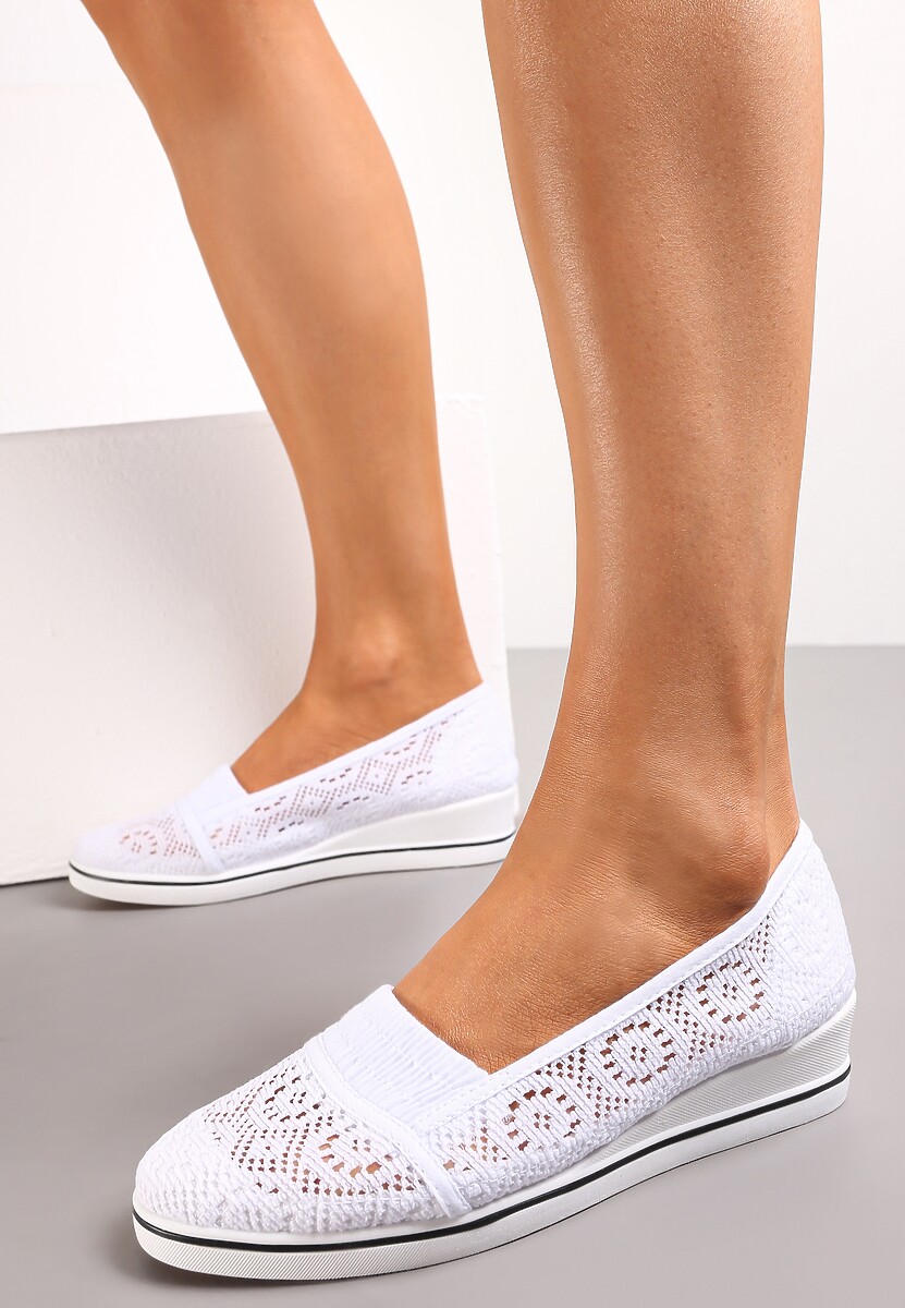 Granatowe Tenisówki z Ażurowej Siateczki na Niskiej Koturnie Nerurae