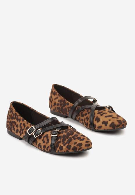 Panterkowe Balerinki Vices Mary Jane z Wkładką ze Skóry Naturalnej Rilomia