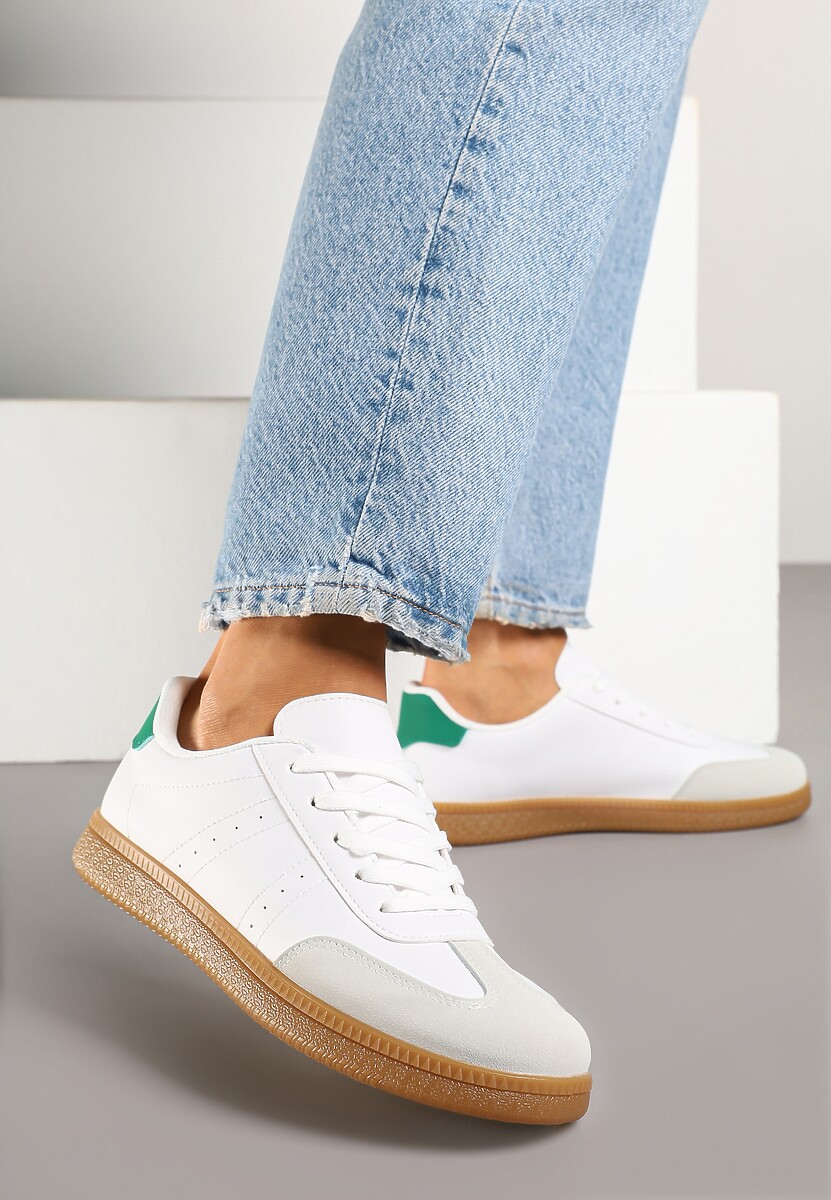 Białe Sneakersy Tenisówki Ozdobione Perforacją Reissara