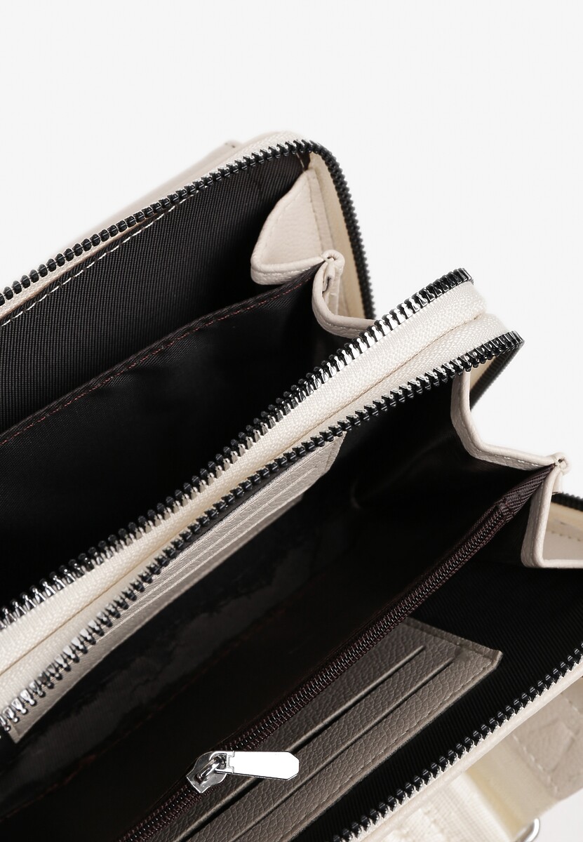 Jasnobeżowa Mała Torebka z Dwiema Komorami i Dodatkowymi Odpinanymi Paskami Sialitha