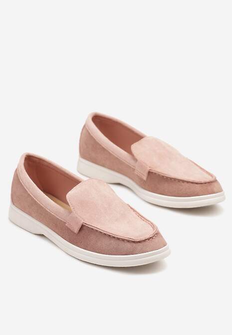 Różowe Mokasyny Ozdobione Przeszyciami Fonaleia