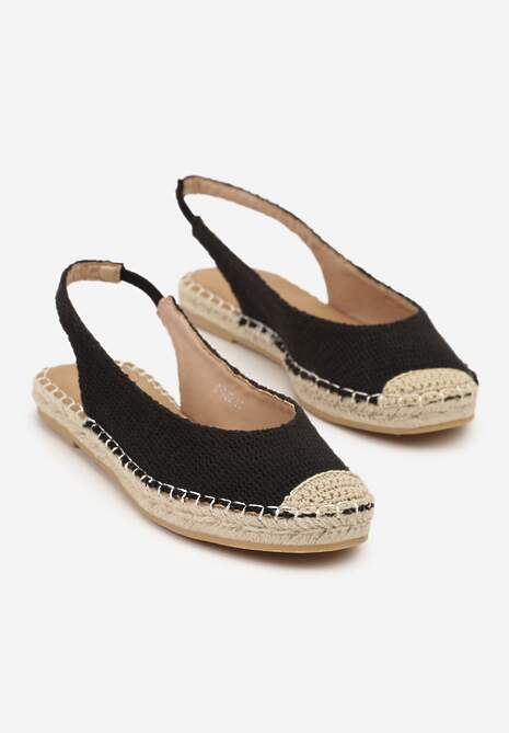 Czarne Sandały Espadryle Slingback Ozdobione Plecionką Addiena