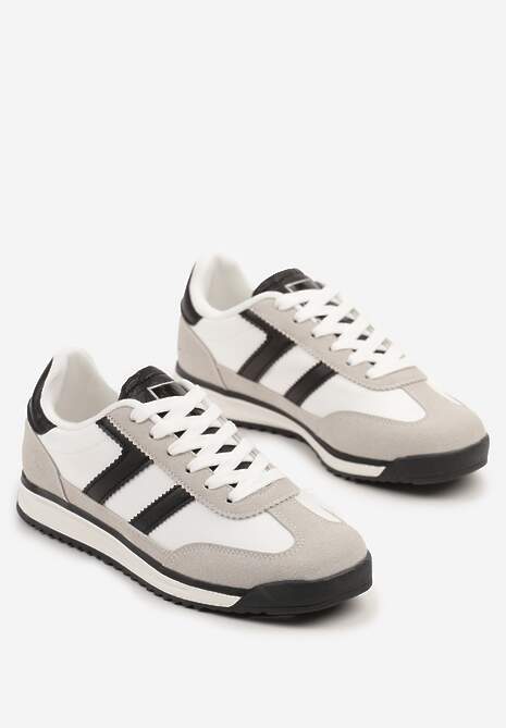 Biało-Czarne Sneakersy z Geometrycznym Wzorem Eravania