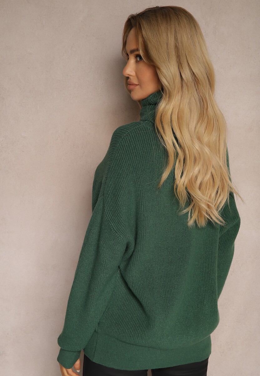 Ciemnozielony Golf z Domieszką Wiskozy i Kaszmiru Azivara