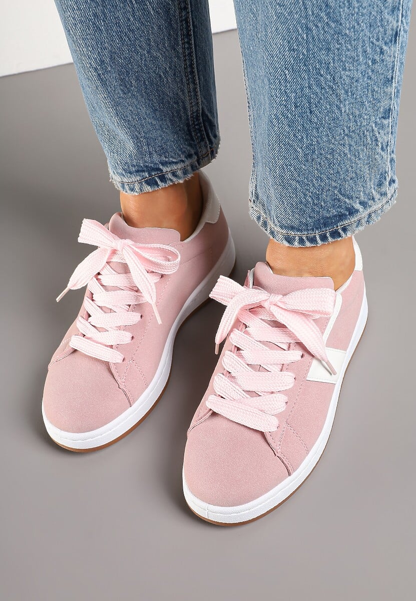 Różowe Sneakersy z Geometrycznym Motywem Taniffia