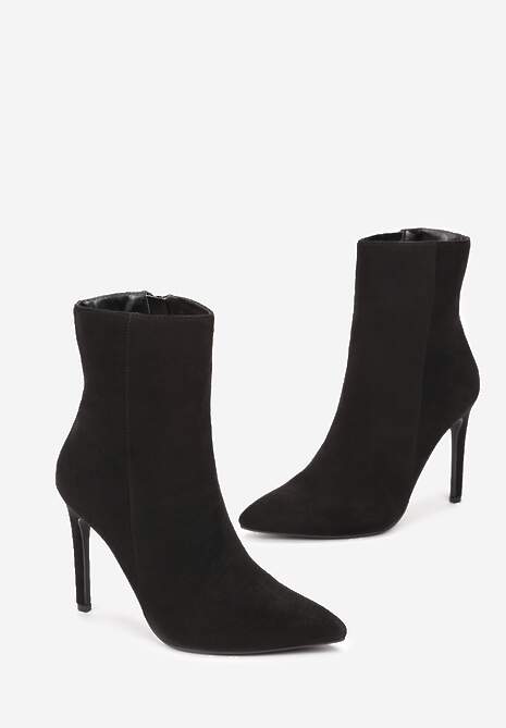 Czarne Botki na Szpilce ze Szpiczastym Noskiem Phaedronia