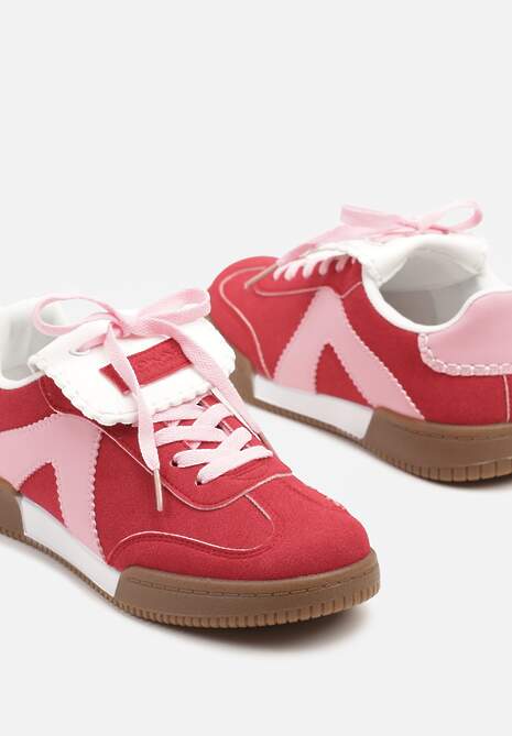 Czerwono-Różowe Sneakersy w Stylu Tenisówek z Szerokim Językiem Alarila