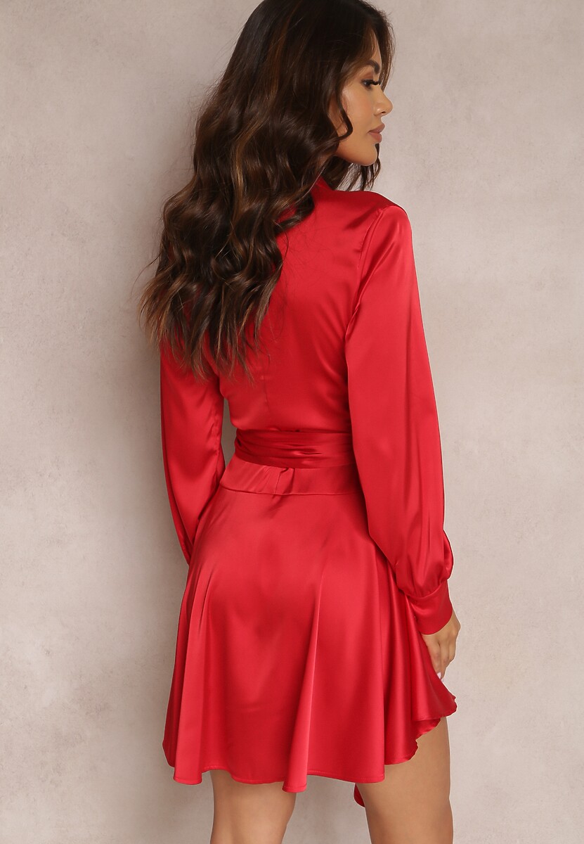 Czerwona Sukienka Satynowa Anastothee
