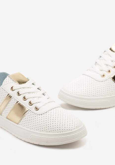 Złoto-Białe Tenisówki Ozdobione Paskami Meloti