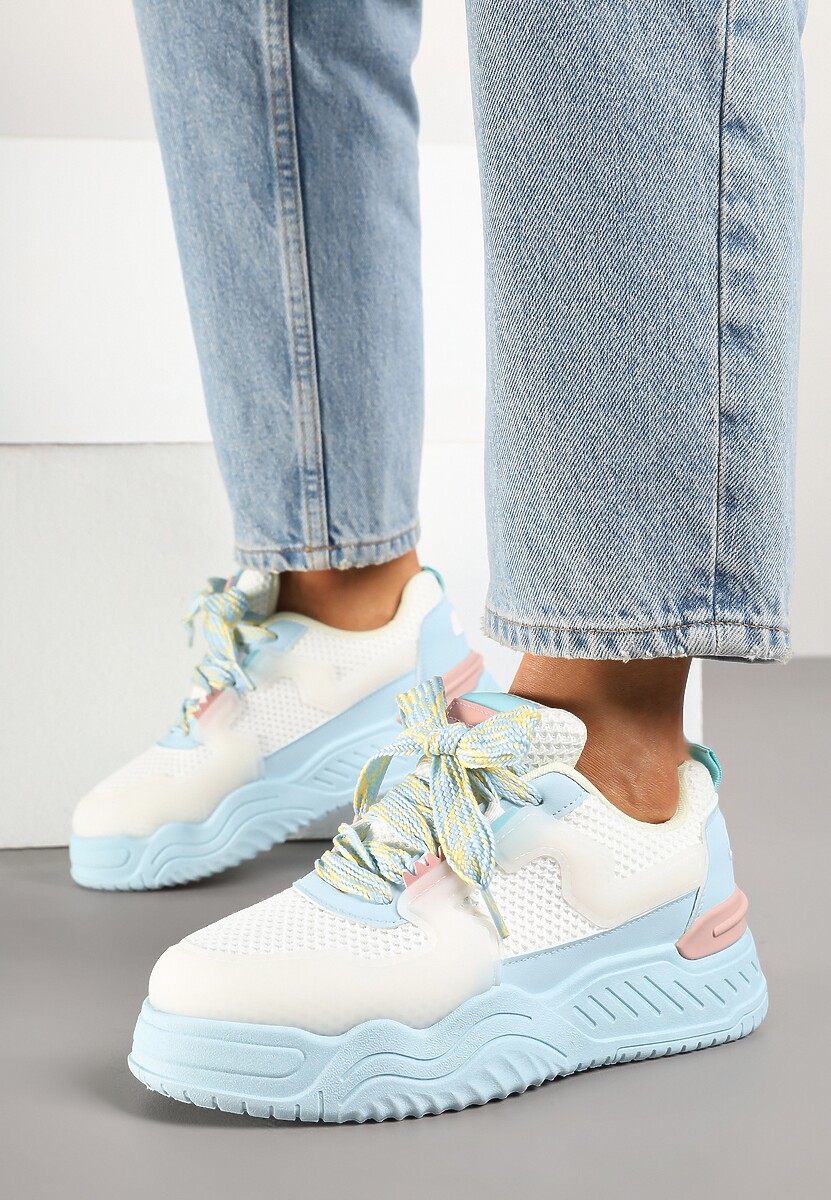 Różowe Sneakersy z Tłoczoną Platformą Xilanne