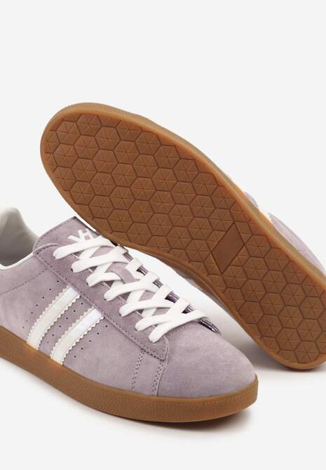 Fioletowe Sneakersy Tenisówki Ozdobione Paskami Nilavara