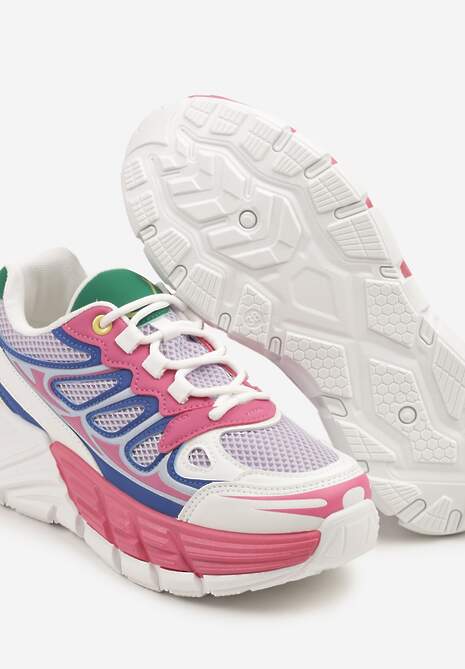 Fuksjowe Sneakersy Streetwearowe na Tłoczonej Platformie Tertewia