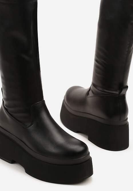 Czarne Botki na Platformie w Stylu Grunge Firnee
