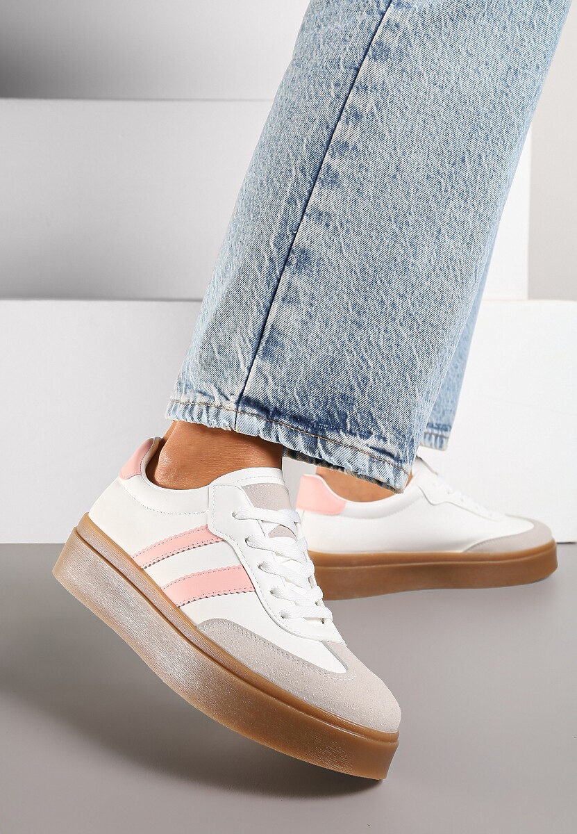 Czarne Sneakersy na Kauczukowej Podeszwie Ozdobione Paskami Nilimea