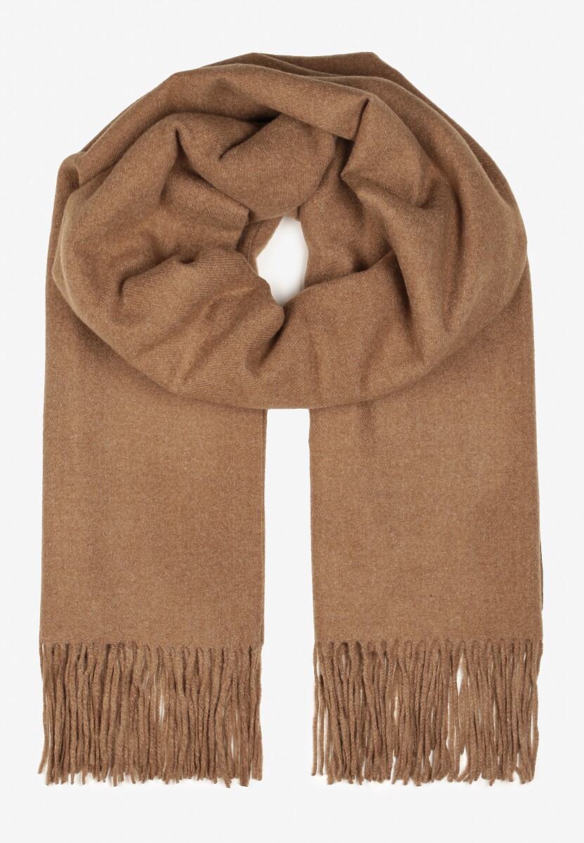 Czerwony Szalik Wykończony Frędzlami z Tkaniny Valleria