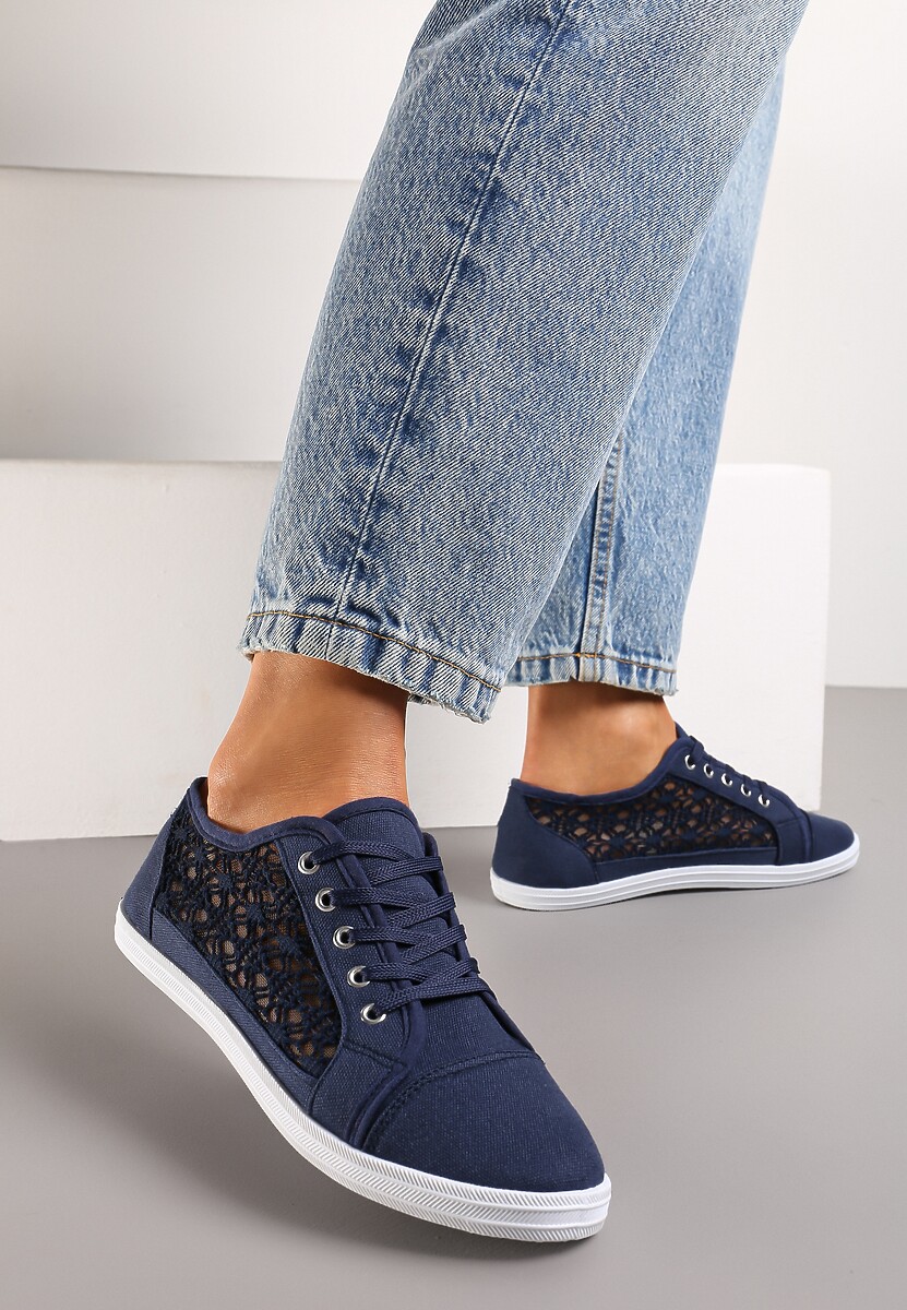 Pomarańczowe Tenisówki z Ażurowymi Wstawkami Po Bokach Salessa