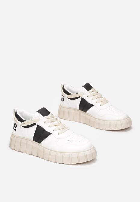 Biało-Czarne Sneakersy na Grubej Podeszwie Dodavah