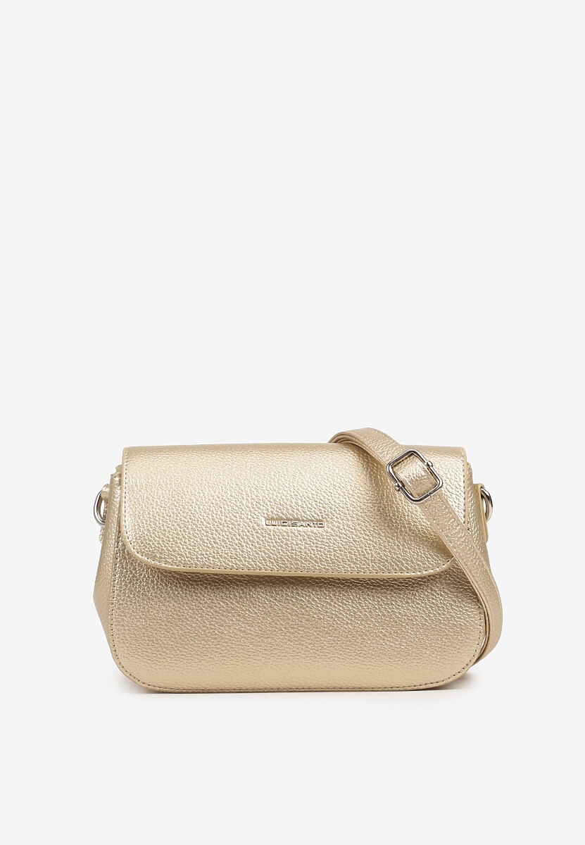 Złota Mała Torebka Listonoszka z Klapą i Odpinanym Paskiem Sartzedi