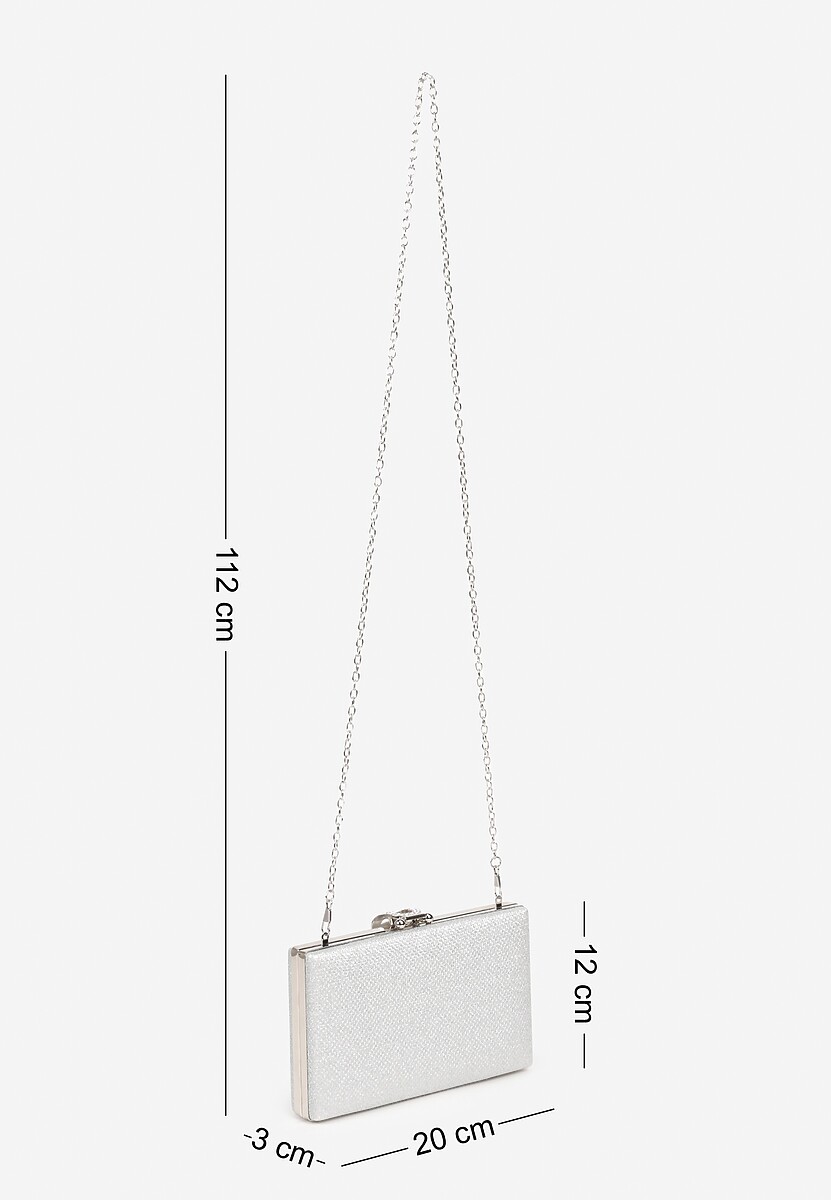 Srebrna Brokatowa Torebka Kopertówka z Cyrkoniami i Biżuteryjną Ozdobą Avlelia