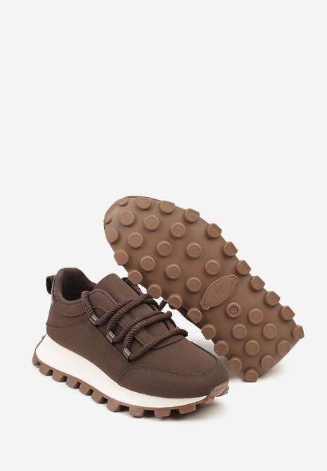 Brązowe Sneakersy na Platformie Ozdobionej Tłoczeniem Zerla