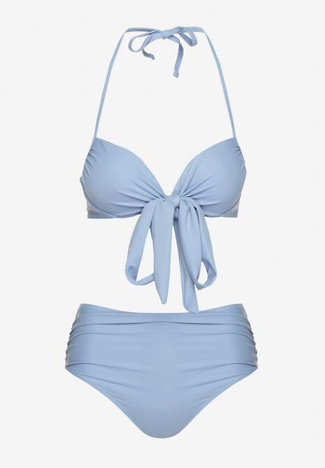 Jasnoniebieskie Bikini Wiązany Biustonosz i Majtki Typu Figi Fevarelia
