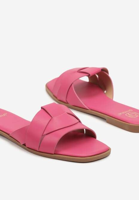 Fuksjowe Klapki z Ozdobnie Przeplecionymi Paskami Davianne