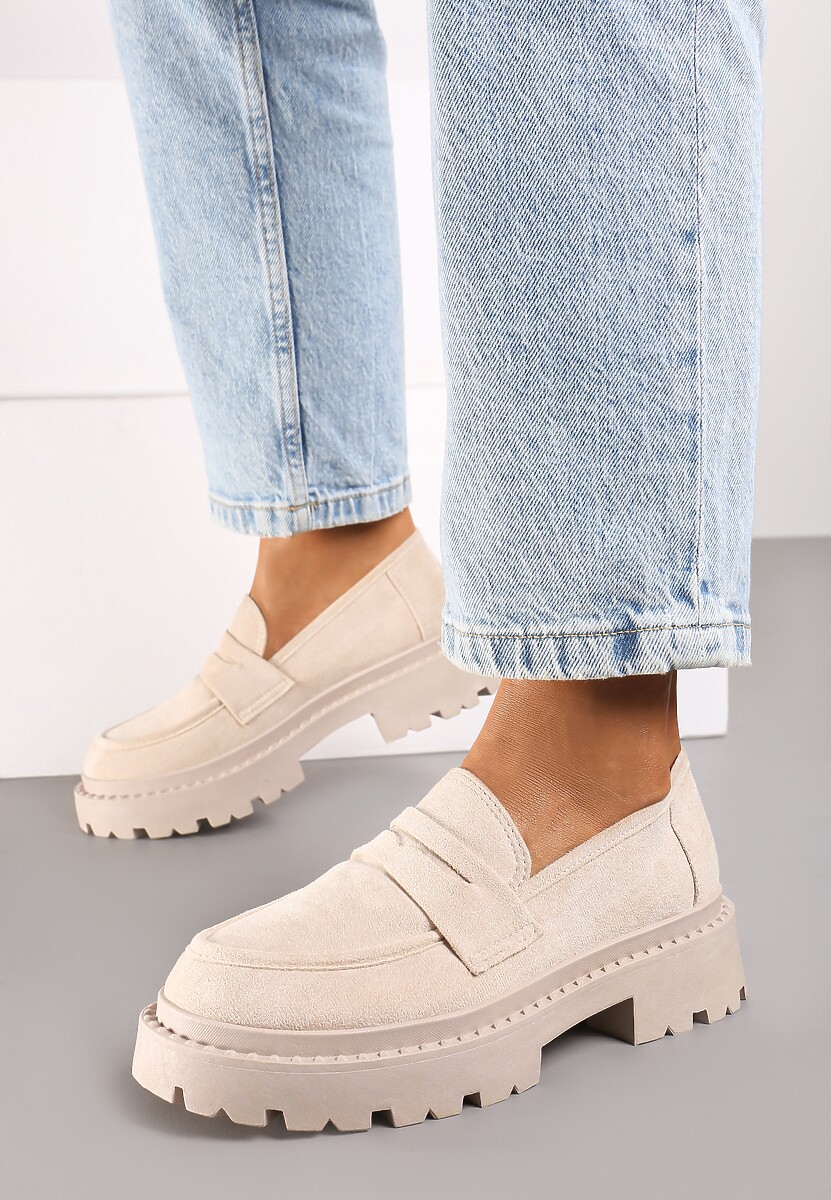 Beżowe Wsuwane Mokasyny Vices na Platformie Dionela