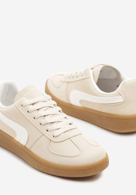Beżowe Casualowe Sneakersy Typu Kultowe Tenisówki Ablerri