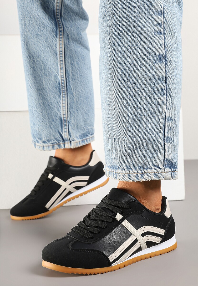 Czarne Sneakersy Typu Klasyczne Tenisówki Zdobione Przeszyciami Zardiva
