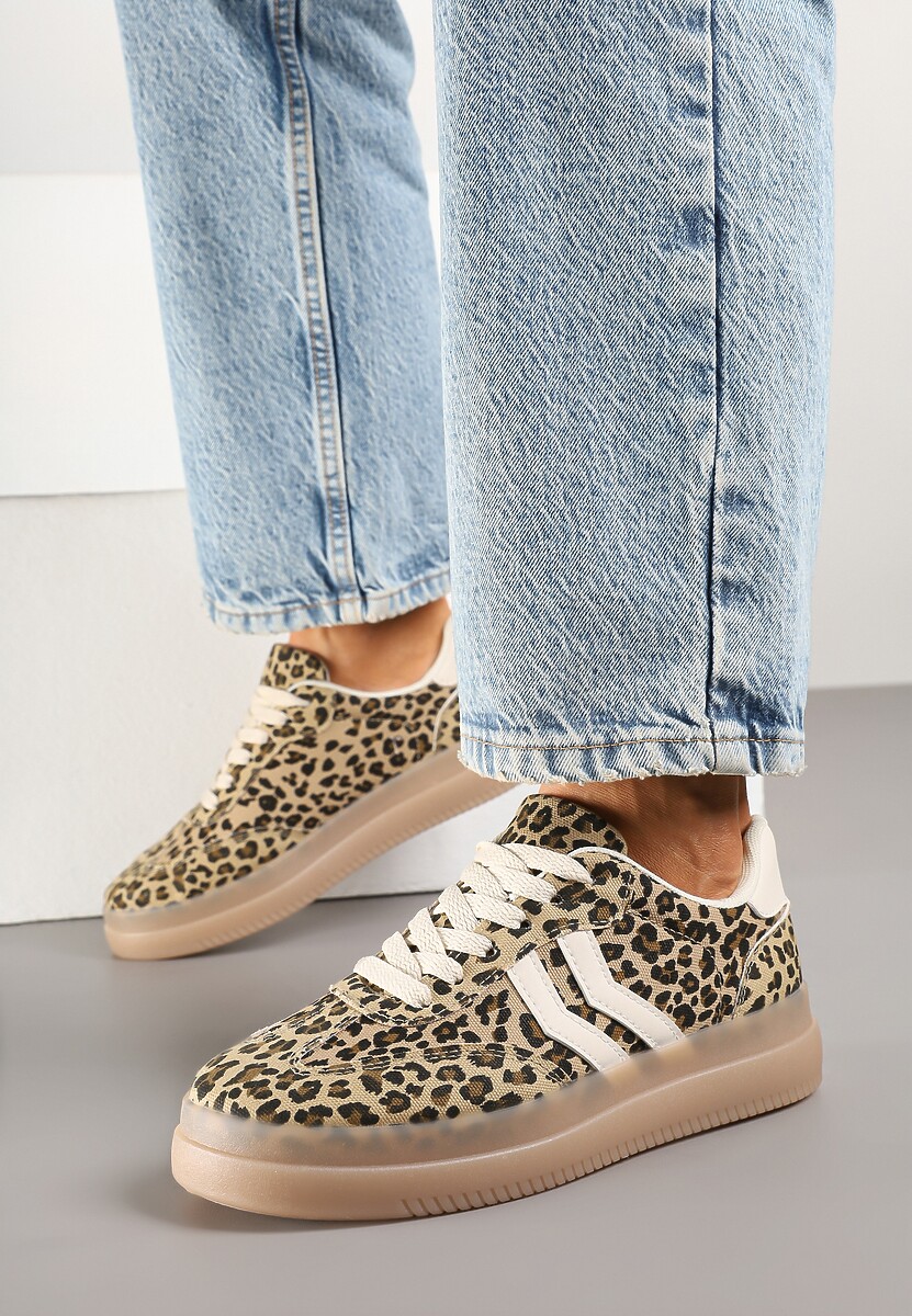 Panterkowe Sneakersy Tenisówki Ozdobione Paskami Falovinia