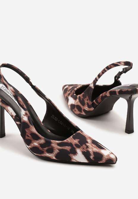 Panterkowe Sandały na Szpilce Slingback na Obcasie Typu Szpilka Sopalinne