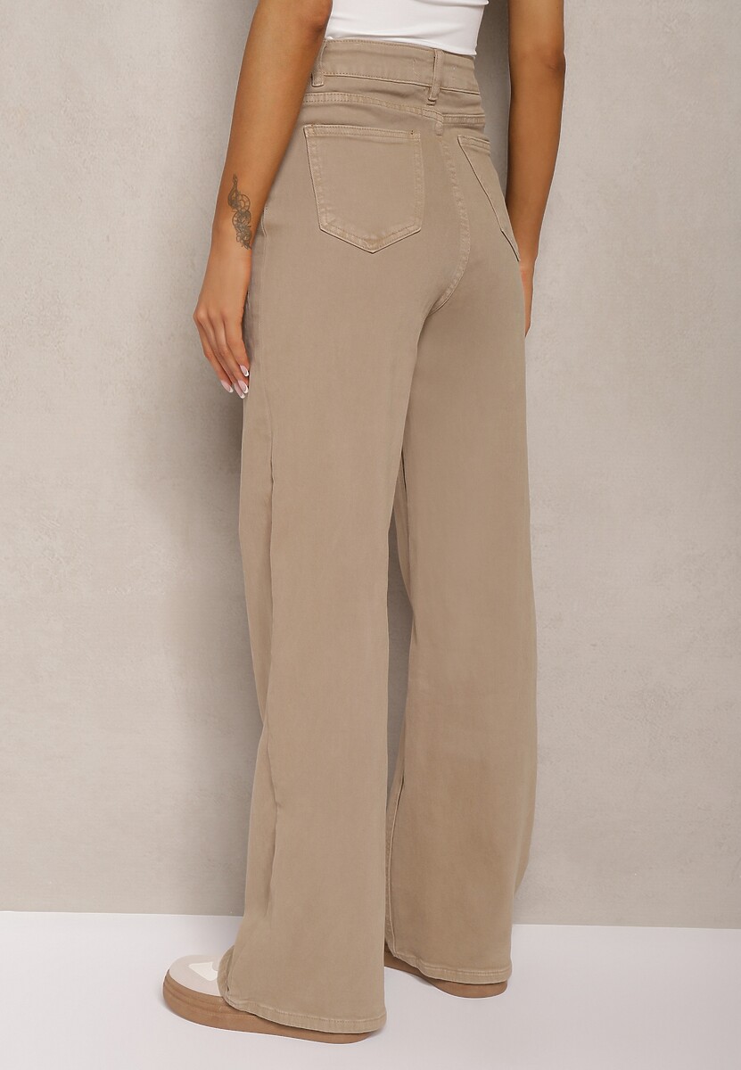 Ciemnobeżowe Jeansy Szerokie Phririope