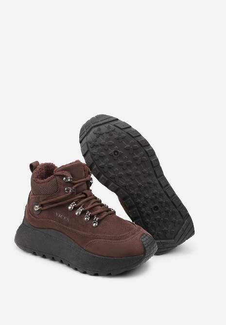 Brązowe Sneakersy Śniegowce Vices na Platformie w Sportowym Stylu Nelsella