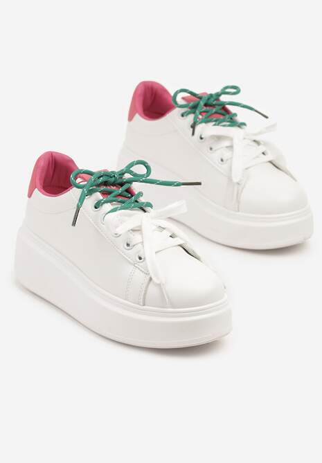 Biało-Różowe Sneakersy z Podwójnym Sznurowaniem Zdivoria
