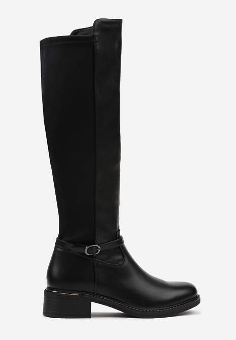 Czarne Kozaki Typu Oficerki z Klamrą na Pasku Esillea