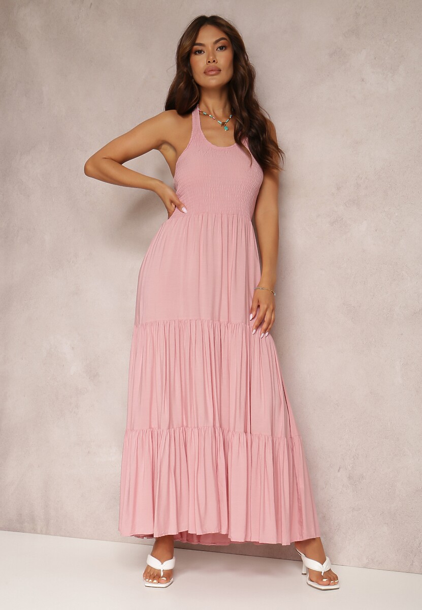 Różowa Sukienka z Wiskozy Bahasan