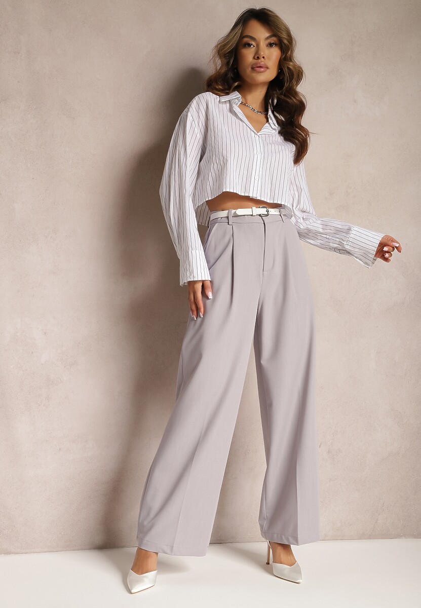 Czarne Szerokie Spodnie High Waist Seraphella