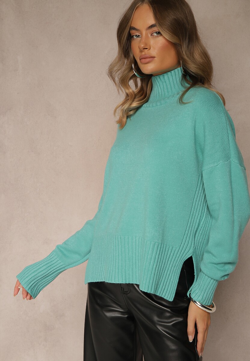 Jasnozielony Gładki Golf Casual Ralloria