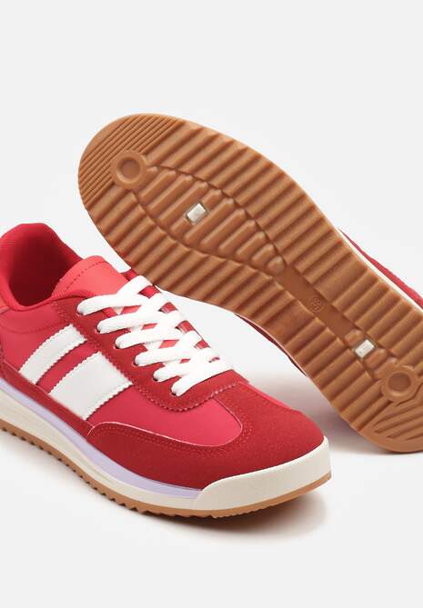 Czerwone Sneakersy w Stylu Kultowych Tenisówek z Przeszyciami Lelluria