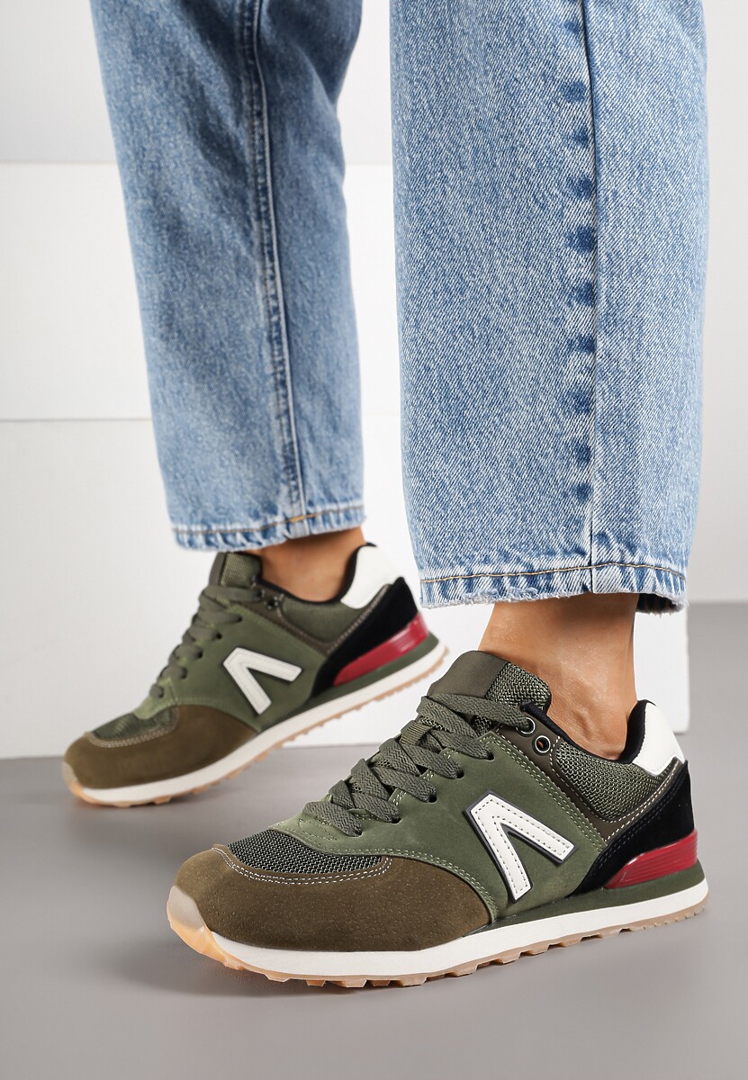 Ciemnozielone Sneakersy Ozdobione Geometrycznym Motywem Rilenessa