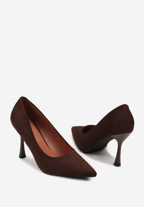 Brązowe Szpilki Vices z Wkładką ze Skóry Naturalnej Gioriane